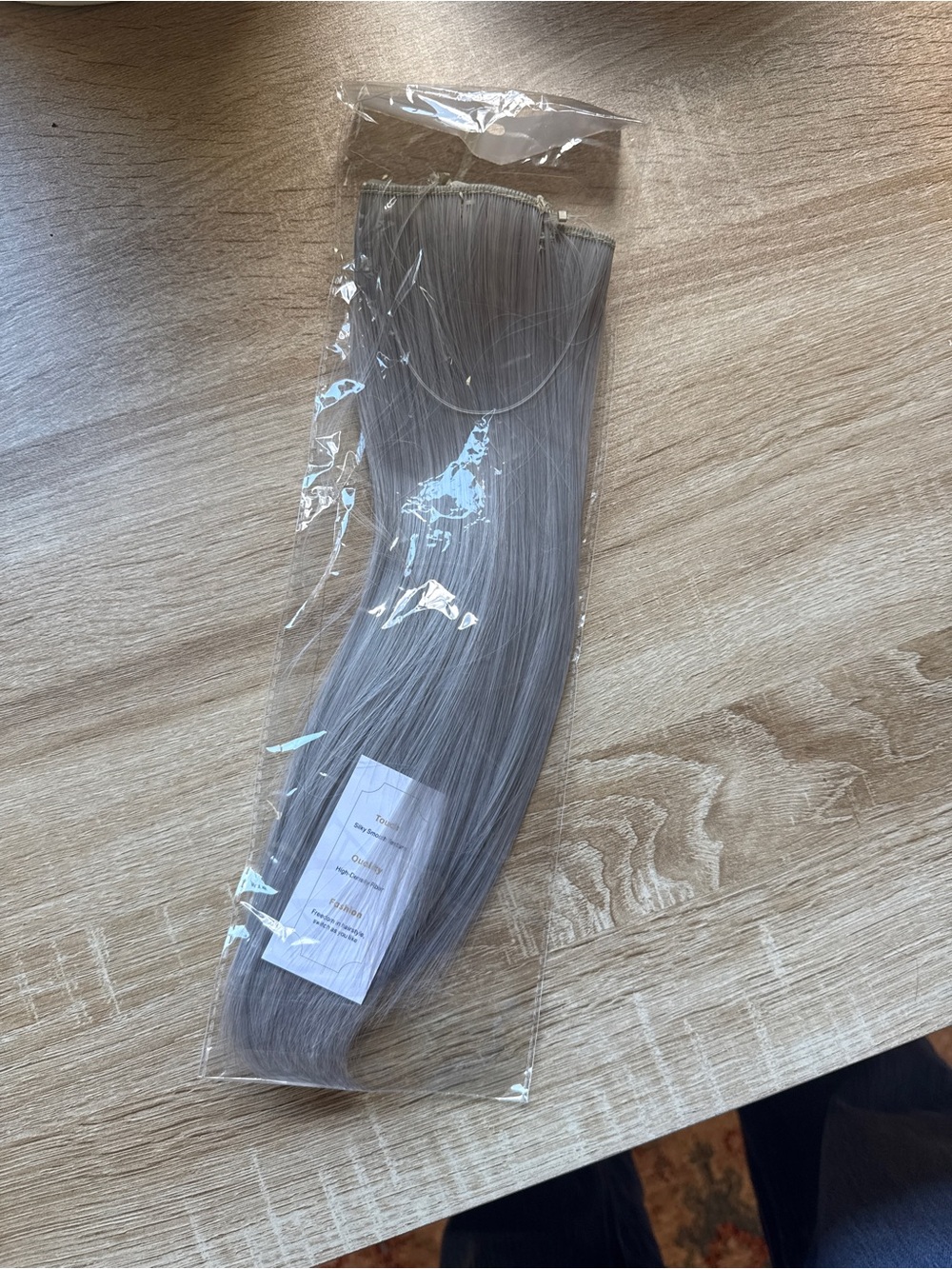 Silky Grey Clip-In / halo hybrid Hair Extensions - synthetic hair Silver 14”